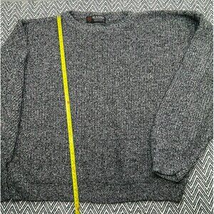Scandia Gray Marled Knit Sweater Large Made In USA Crewneck Pullover Winter Warm